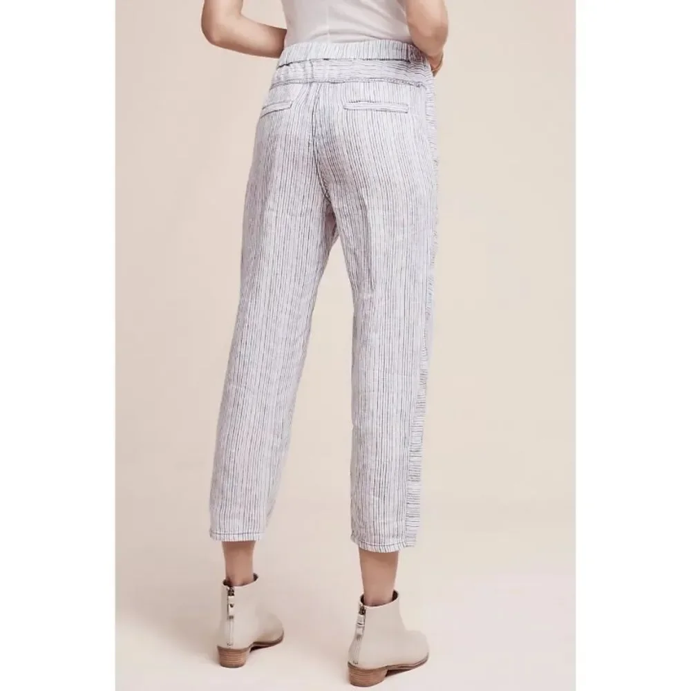 Anthropologie Hei Hei Striped Linen Joggers 100% Linen Pants Size XS_3